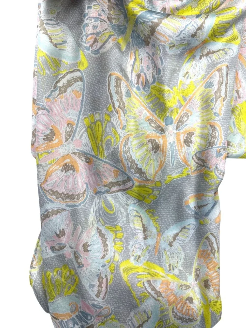 NWT Echo 100% Silk Scarf Wrap Butterfly Print Pastel Lightweight Long Elegant